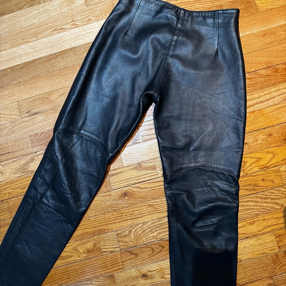 Vintage Leather High Waist Pants